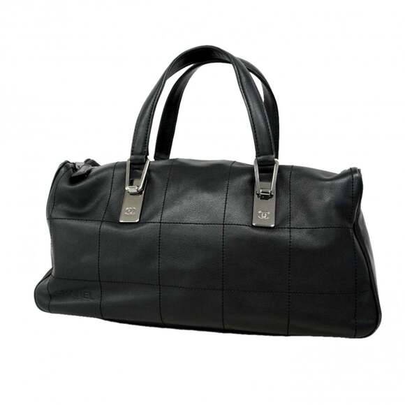 Chanel Chocolate Bar Leather Handbag Black Women's